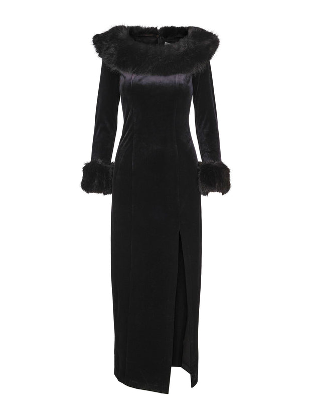 Sort Long Velvet Dress - Stilshoppen