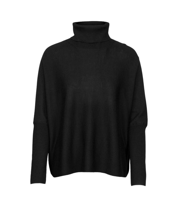 Black Merino Short Wide Turtleneck - Stilshoppen