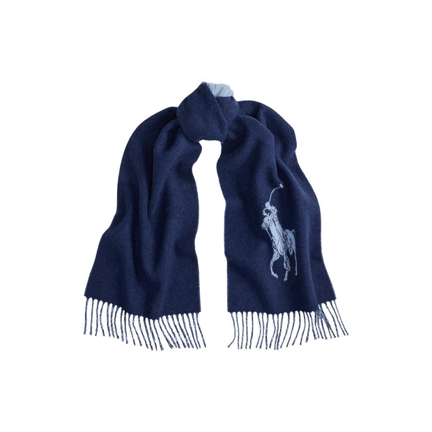 Navy Big Pony Wool Scarf
