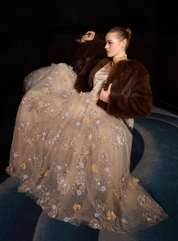 Long Flower Fab Tyll Skirt