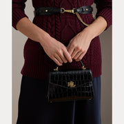 Sort Crocodile Small Farrah Satchel