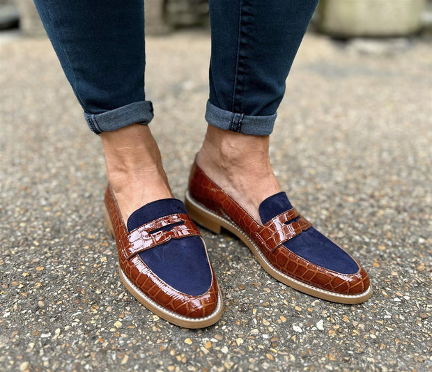 Navy  & Tan Loafer