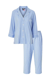 Blå/hvit Heritage 3/4 CClassic Notch PJ set - Stilshoppen