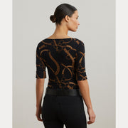 Sort/Tan Judy Boatneck Top - Stilshoppen