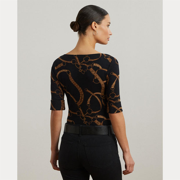 Sort/Tan Judy Boatneck Top - Stilshoppen