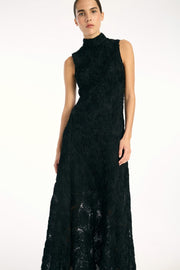 Sort Flower Mesh Maxi Dress - Stilshoppen