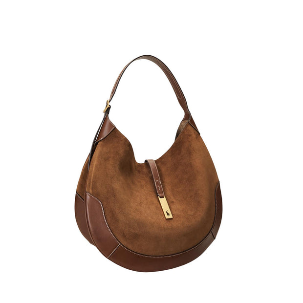 Cognac  Polo suede large shoulder bag