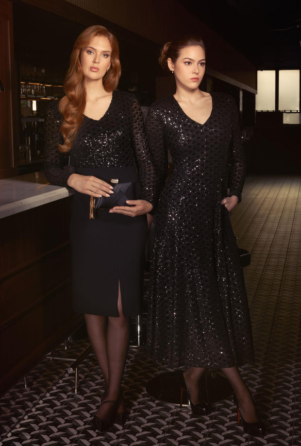 Sort Geo- Seq Dress - Stilshoppen