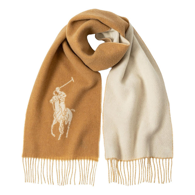 Camel/Cream Big Pony Wool Scarf - Stilshoppen
