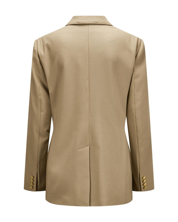 Camel Double Breasted Wool Blazer - Stilshoppen