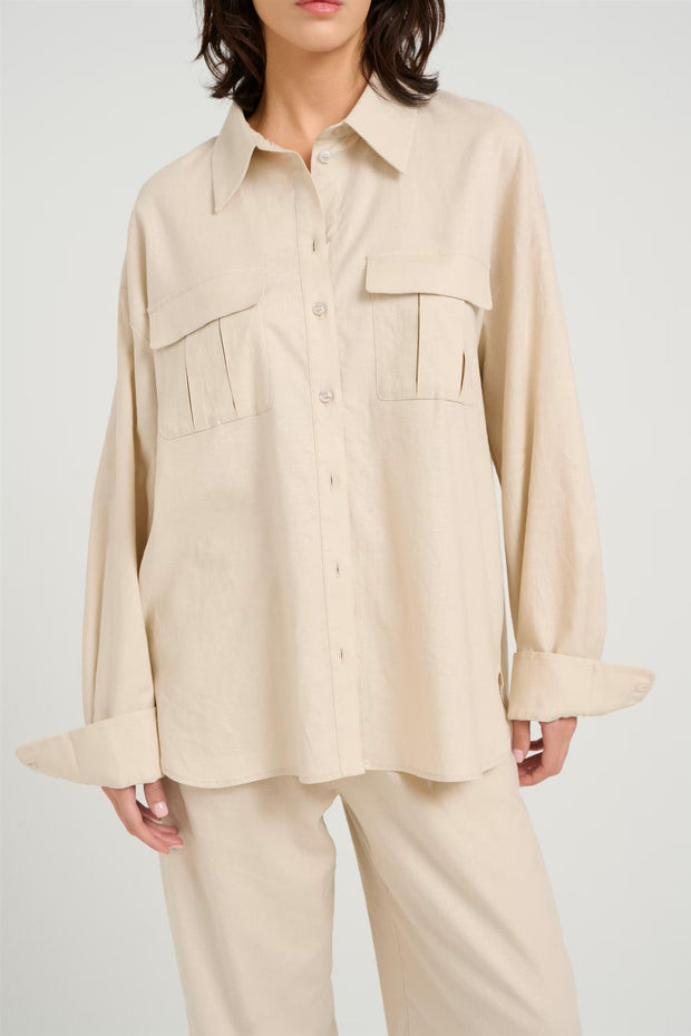 Beige ElarahGZ linen shirt