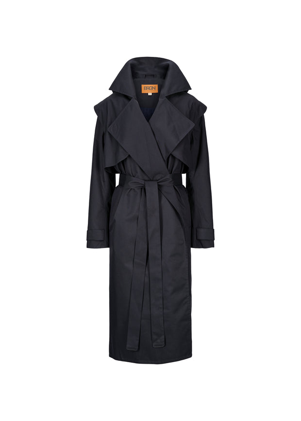 Dark navy Regndråpe Trench Coat