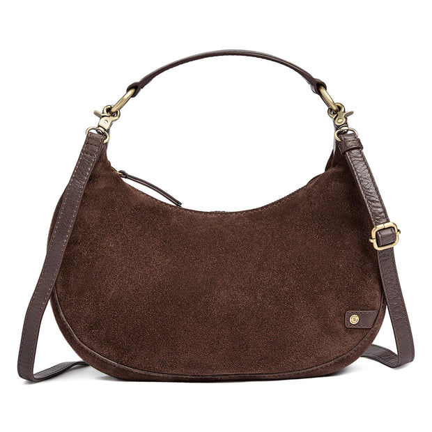 Brun Cross over suede bag