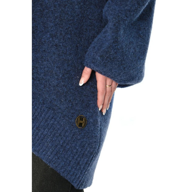 Navy Fam Patch Long Sweater - Stilshoppen