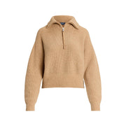 Camel melange Half Zip Sweater - Stilshoppen