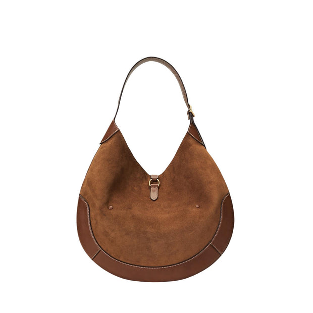Cognac  Polo suede large shoulder bag