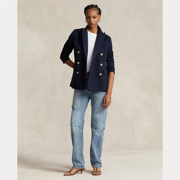Navy Dobbelspendt Knit Blazer