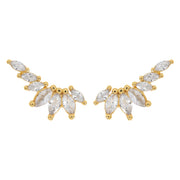 Zubi Crystal Leaf Ear Climber Earrings