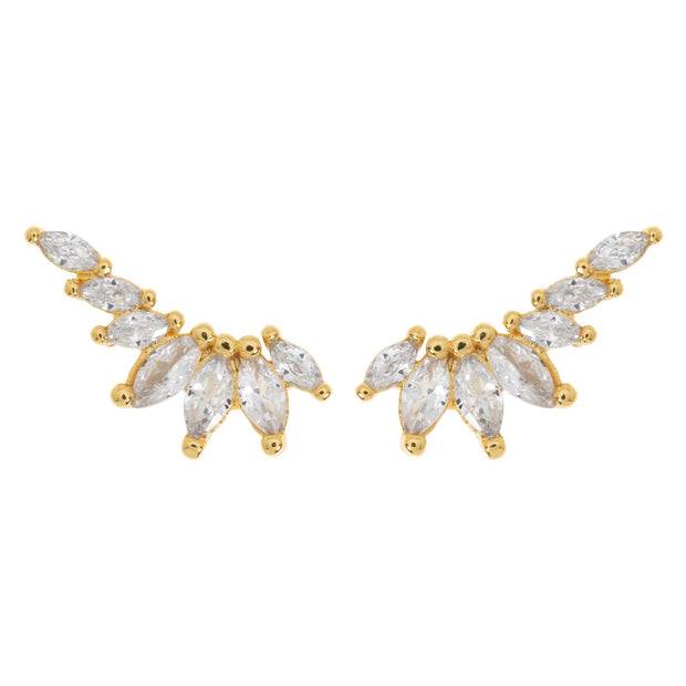 Zubi Crystal Leaf Ear Climber Earrings