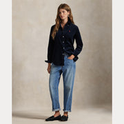 Navy Slim Fit Corduroy Shirt - Stilshoppen