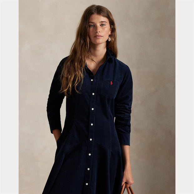 Navy Corduroy A-line Dress