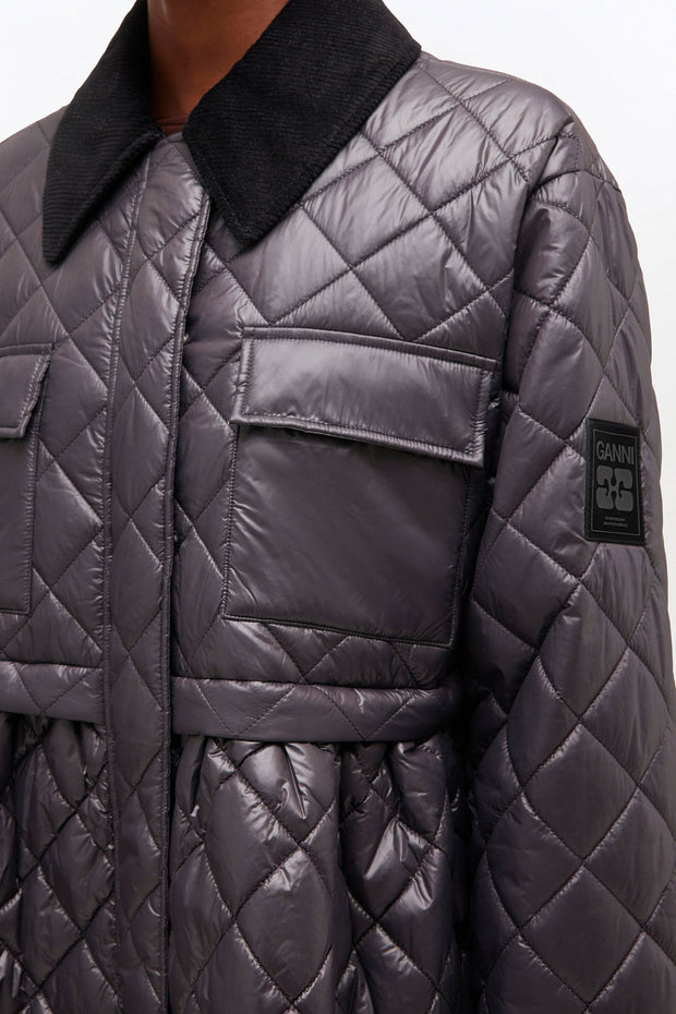 Sort Shiny Quilt Midi Jacket