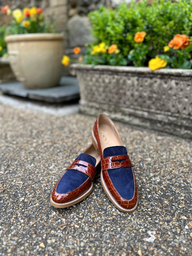 Navy  & Tan Loafer