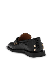 Studs Square Loafer Shiny Croco