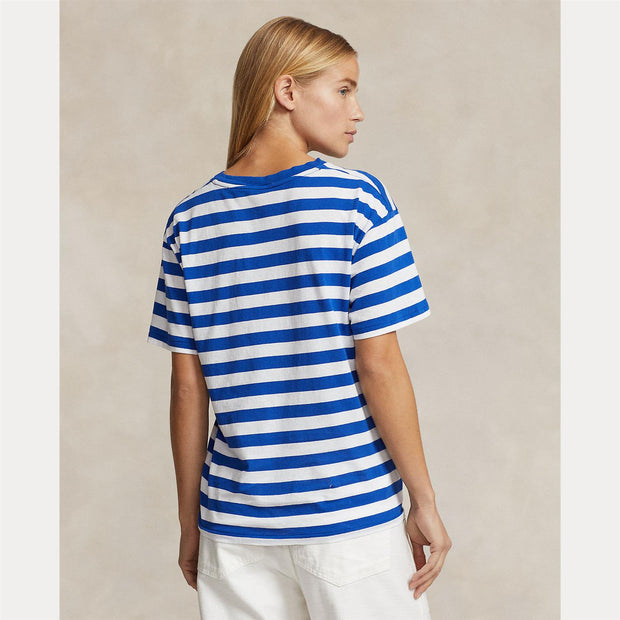 Blå/hvit Striped jersey tee