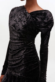 Sort Velour Jersey Crossover Ruched Mini Dress