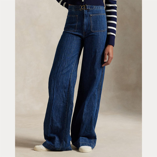Blå Wide Leg Flare Jeans