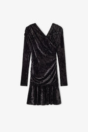 Sort Velour Jersey Crossover Ruched Mini Dress