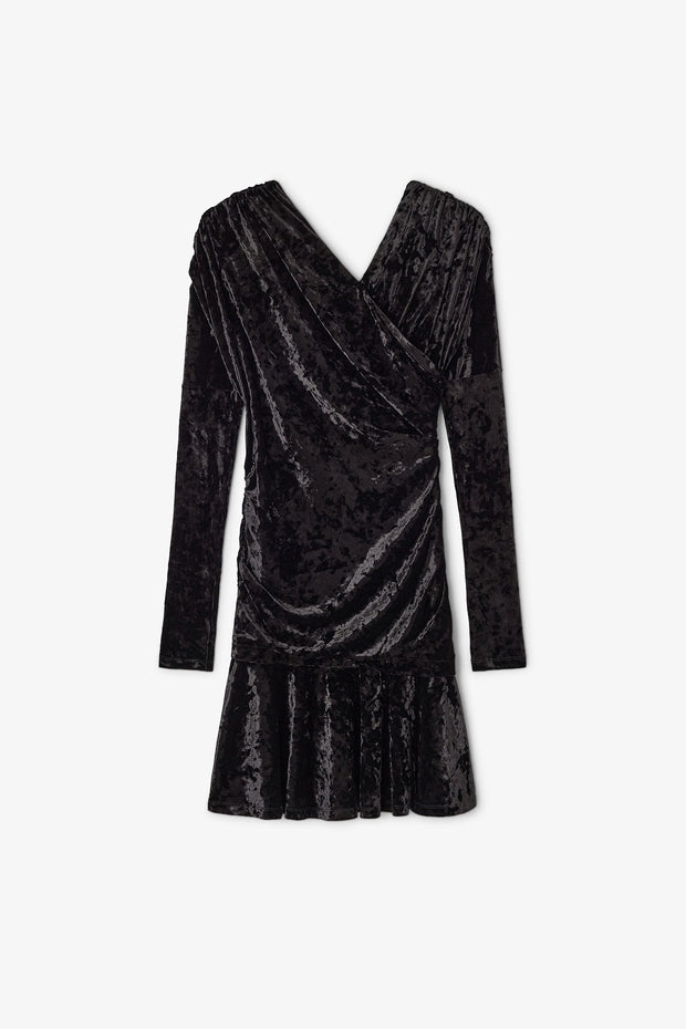 Sort Velour Jersey Crossover Ruched Mini Dress