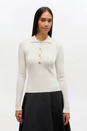 Hvit Fine Sequin Polo - Stilshoppen