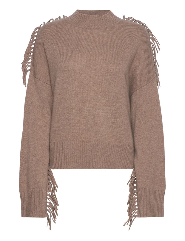 Mink Boxy O-neck sweater fringes - Stilshoppen