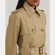 Beige Double Breasted Blend Trench Coat