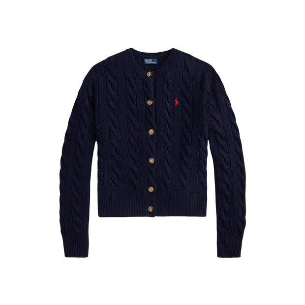 Navy Cabel Knit Cardigan - Stilshoppen