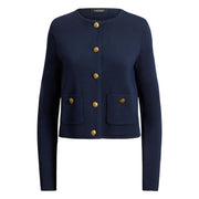 Navy Cropped Crewneck Jacket
