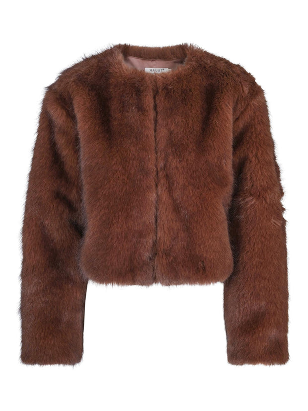 Mørk Brun Faux Fur Classic Jacket - Stilshoppen