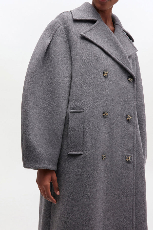 Grå Peacoat Wool Long Coat - Stilshoppen