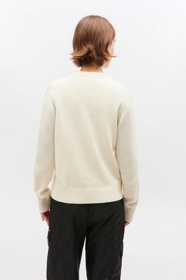 Offwhite Graphic Wool Mix Fluffy Puppy Love Crewneck - Stilshoppen