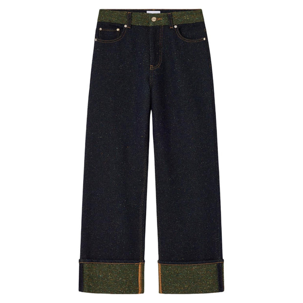 Melange Twill Denim Baggy Jeans Fold-Up - Stilshoppen