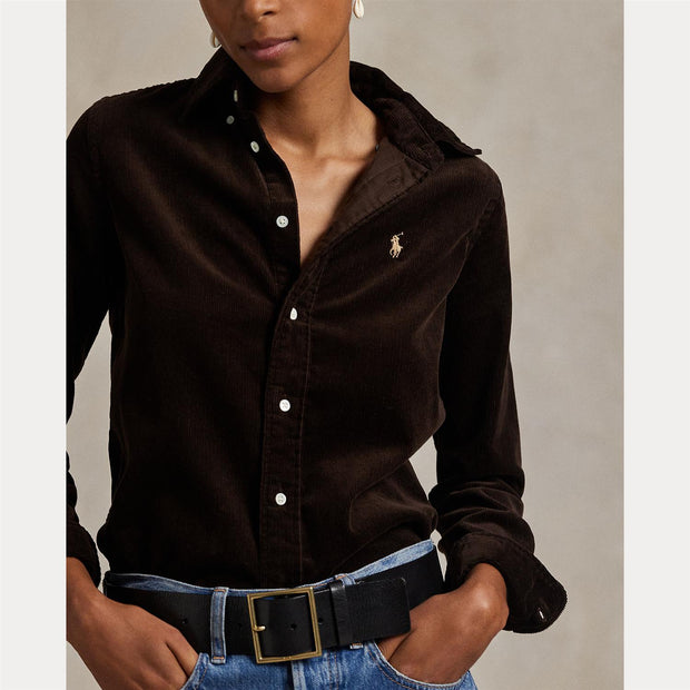 Brun Slim Fit Corduroy Shirt - Stilshoppen