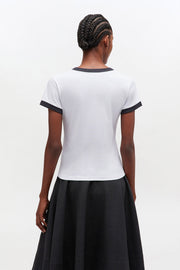 Hvit Basic Cotton Jersey Kitty Print - Stilshoppen