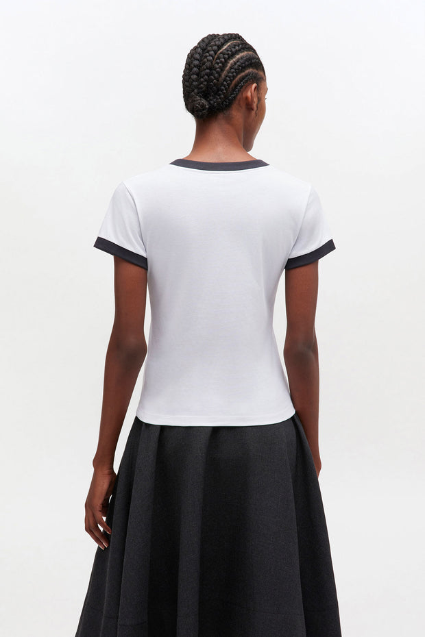 Hvit Basic Cotton Jersey Kitty Print - Stilshoppen