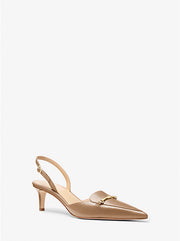 Beige Lena Leather Slingback Pump