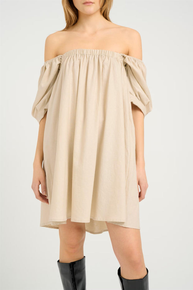 Beige Sort ElarahGZ linen short dress