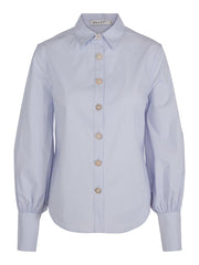 Lyseblå Button Stretch Blouse - Stilshoppen