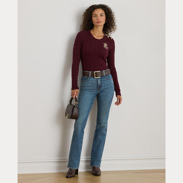 Burgunder Button Cable Knit Sweater