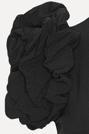 Sort Crepe Puffy Midi Dress - Stilshoppen